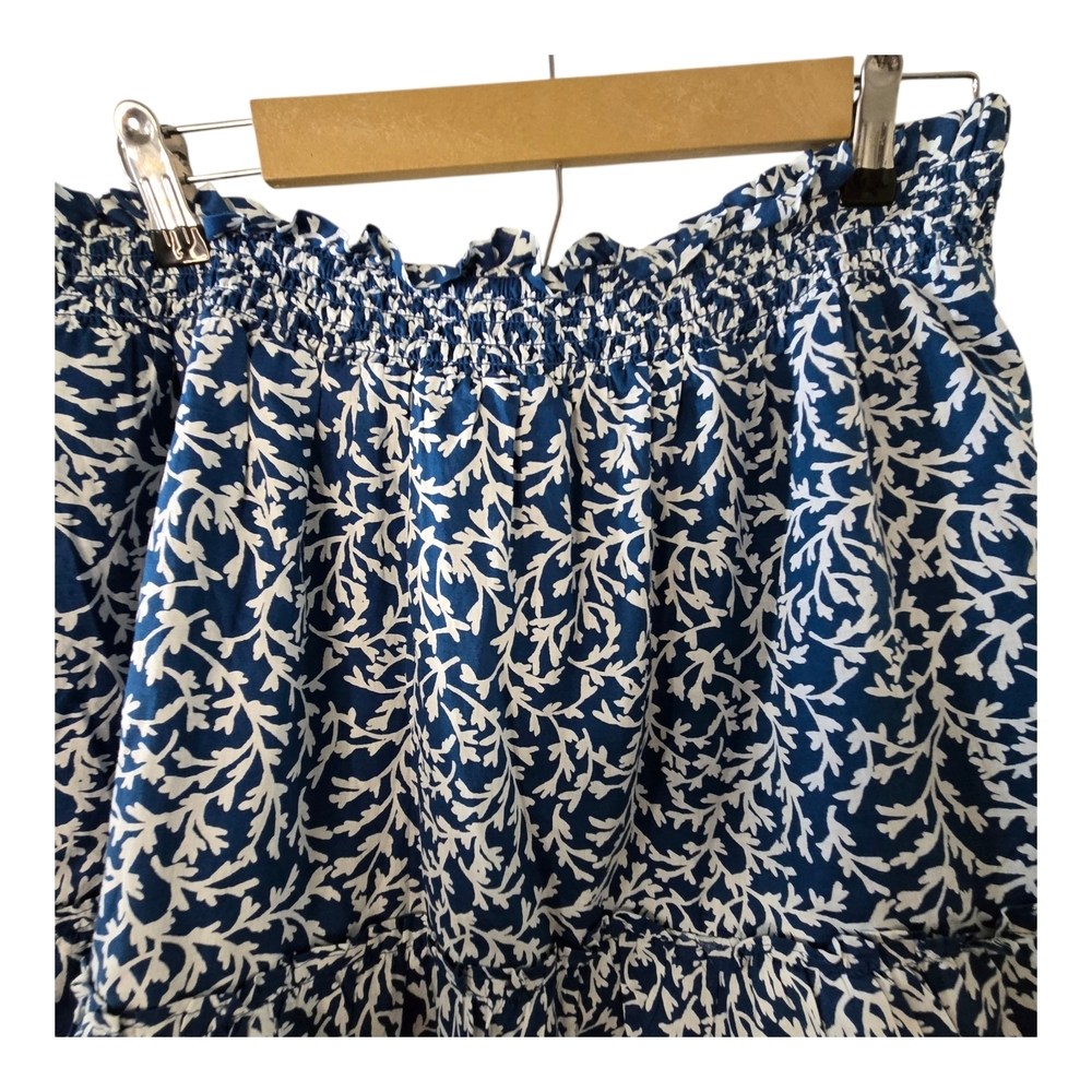 J. Crew Women's Navy/White Print Elastic Waist Ruffle Mini Skirt - Picture 4 of 10